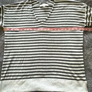 LOFT Gray and White Striped Sweater